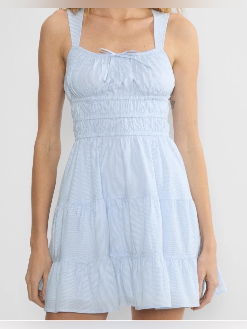 Sunday Best Martine Poplin Dress - Cornflower Blue & White